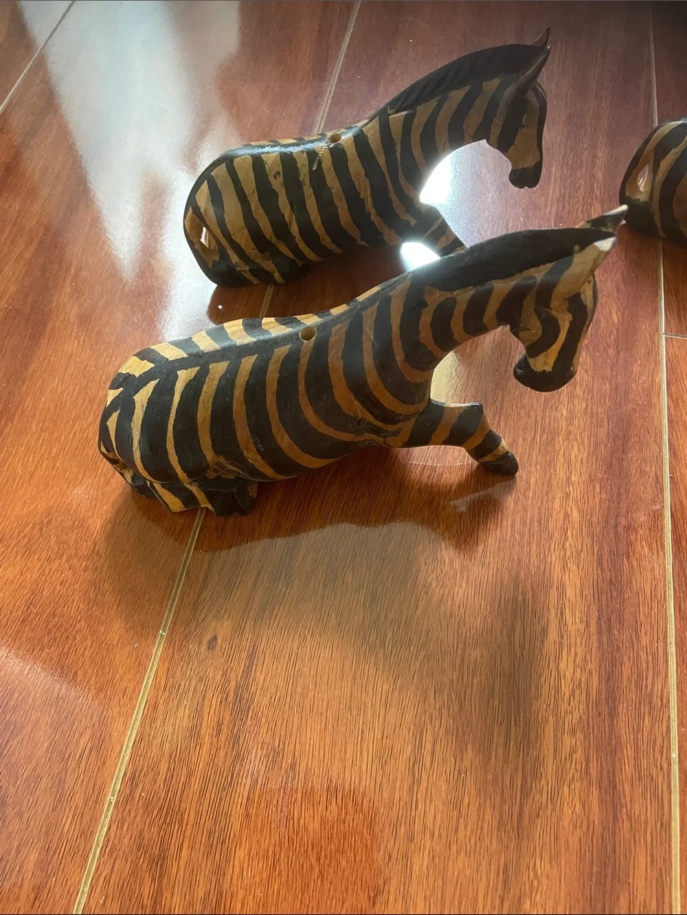 Handcrafted wooden Zebras
